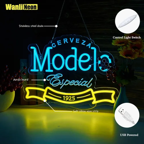 Miniatura 4 de Modelo Letrero de Neón para Decoración de Pared, Luces LED Regulables para Barra de Cerveza, Caverna del Hombre, Dormitorio, Hogar, Tienda, Pub