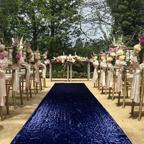 Miniatura 34 de ShiDianYi Camino de pasillo azul para boda, 15 x 2 pies, moderno, tela de malla con lentejuelas y purpurina azul bebé con lentejuelas