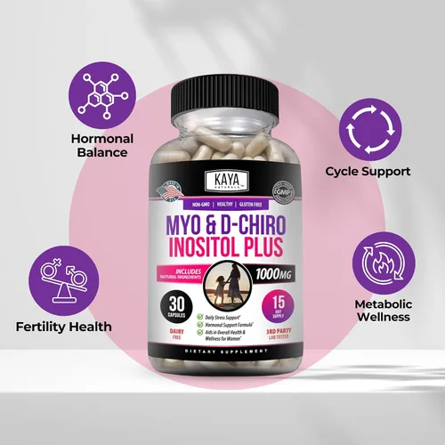Miniatura 4 de Kaya Naturals Myo & D-Chiro Inositol Plus Apoyo para Mujeres, Vitamina B8-30 Cápsulas