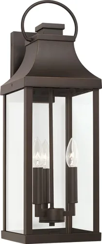 Miniatura 9 de Capital Lighting 946411BK Bradford - Farol de pared para exteriores de cristal transparente, 1 luz de 100 vatios, 17 pulgadas de alto x 6 pulgadas