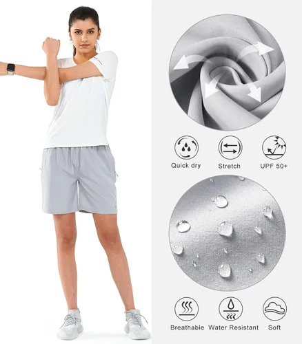 Miniatura 5 de NORTHYARD Pantalones cortos deportivos de senderismo para mujer, de secado rápido, ligeros, para gimnasio, entrenamiento, con 3 bolsillos