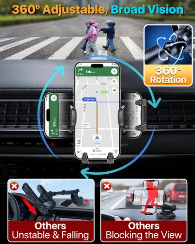 Miniatura 5 de HTU Soporte para teléfono de automóvil de grado militar, gancho de acero más fuerte y más largo: soporte de ventilación para automóvil, soporte