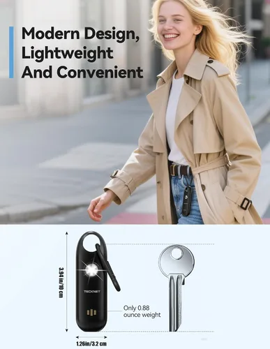 Miniatura 5 de TECKNET Alarma de seguridad personal, alarma personal portátil para mujeres con luz estroboscópica intermitente y alerta de batería baja, alarma