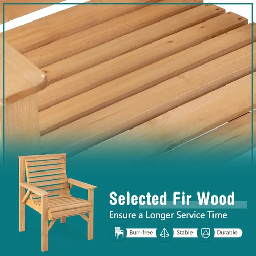 Miniatura 6 de Giantex Sillas de comedor para patio al aire libre, sillas bistró de madera maciza, respaldo inclinado, asiento ancho, sillas interiores