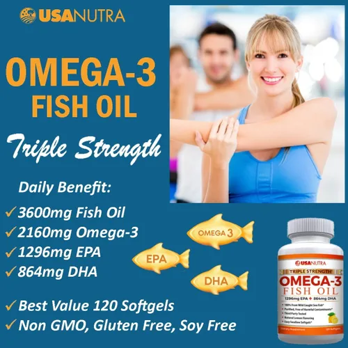 Miniatura 4 de Aceite de pescado Omega 3 de 2250 mg con 1350 EPA + 900 DHA Aceite de pescado islandés capturado en la naturaleza de triple fuerza, 120 cápsulas.