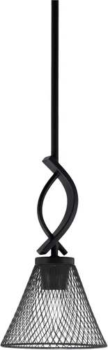 Miniatura 138 de Toltec Lighting Cavella Stem Colgado Mini colgante, acabado grafito, vidrio de muselina blanca de 4 pulgadas