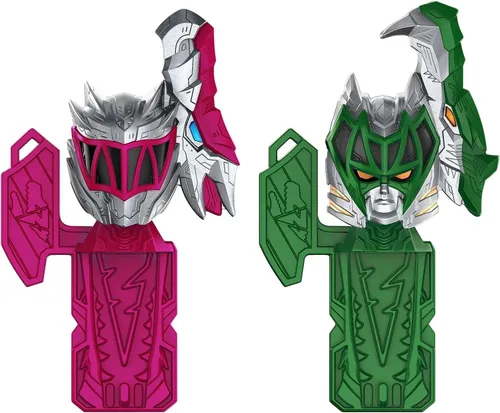 Miniatura 7 de Power Rangers Dino Fury - Martillo Ankylo rosa y garra de tigre verde, juguetes Zord para niños de 4 años en adelante Zord Link Sistema