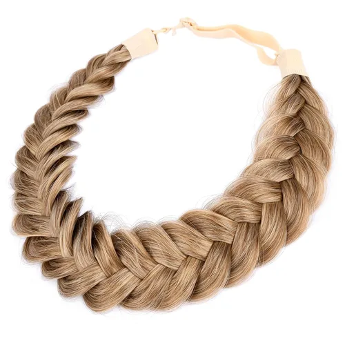 Miniatura 11 de Diadema ancha y despeinada de 2 mechones de cabello sintético trenzado, accesorio de belleza para mujeres y niñas, 62g/2.1 oz (caoba)