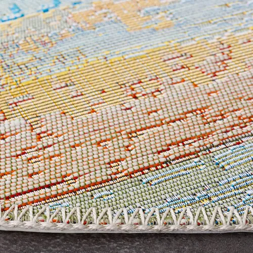 Miniatura 6 de SAFAVIEH Alfombra lavable para exteriores, colección Barbados, 8 x 10 pies 5 pulgadas, azul claro y rosa, no desprende pelusa y fácil de limpiar