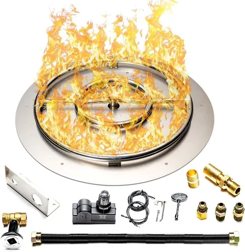 Miniatura 10 de Kit de quemador de acero inoxidable y anillo Pro con encendido por chispa para fogatas de gas natural, sartén de 36 pulgadas, anillo de quemador
