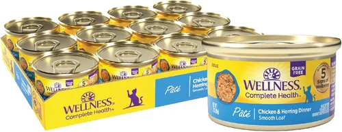 Miniatura 12 de Wellness Complete Health Paté Alimento Húmedo para Gatos Adultos, Natural, Rico en Proteínas, Sin Granos, 3 Onzas, Paquete de 24, (Pollo)