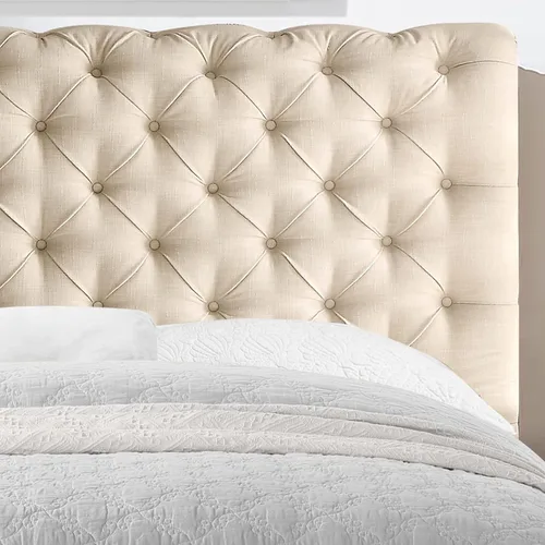 Miniatura 4 de Rosevera Corrine - Base de cama tapizada con cabecero acolchado con botones, cabecera ajustable, cabecera enrollada, soporte de listones de madera