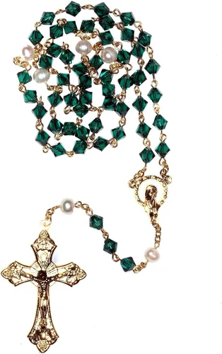 Miniatura 3 de Rosario de oración católica de cristal austriaco y piedras preciosas - Incluye bolsa de rosario, cómo rezar el rosario, significado de la piedra