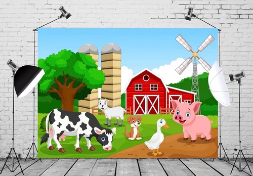 Miniatura 3 de Telón de fondo de tela de 5 x 3 pies con temática de granja para niños, vaquero, vaquera, niño, fotografía al aire libre, sesión de fotos, fiesta