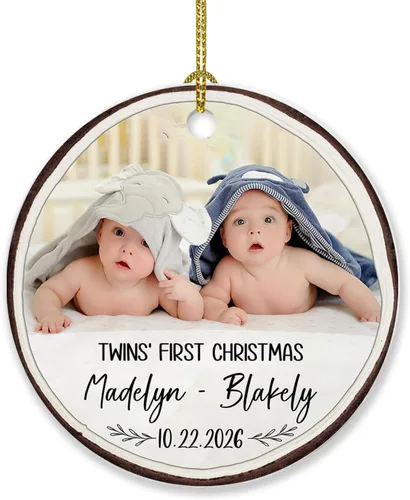 Miniatura 7 de Adorno de Navidad de la segunda Navidad del bebé 2026, marco de fotos de corona, adorno de segunda Navidad para papá, mamá, nombre de bebé