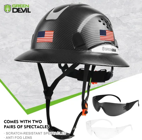 Miniatura 2 de GREEN DEVIL Casco de seguridad de construcción ventilado de ala completa, casco de seguridad aprobado por la OSHA Cascos De Construccion ABS