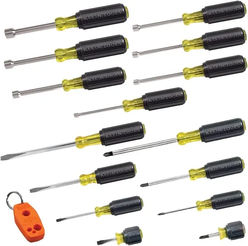 Miniatura 10 de Klein Tools 85445 - Juego de destornilladores, fabricado en EE. UU., controladores de punta ranurada, Phillips y cuadrada, agarre de amortiguación