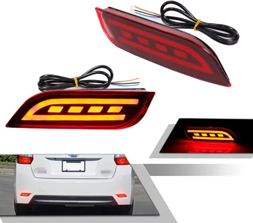 Lente roja LED parachoques trasero reflector luz niebla cola lámpara de freno compatible con Subaru 2008-2014 WRX/STI, 08-up Impreza, 13 en adelante