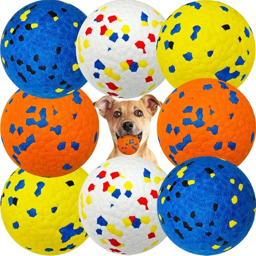 Beieverluck Paquete de 8 pelotas de juguete para perros, pelota de tenis para masticadores agresivos, 3.0 pulgadas, indestructibles juguetes para