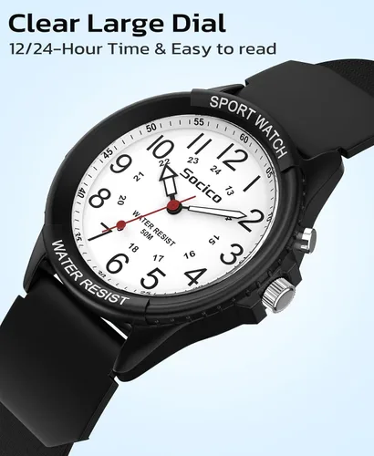 Miniatura 4 de Reloj para hombres y mujeres, cara grande, clásico, analógico, de cuarzo, deportivo, retroiluminado, unisex, impermeable, reloj de enfermera