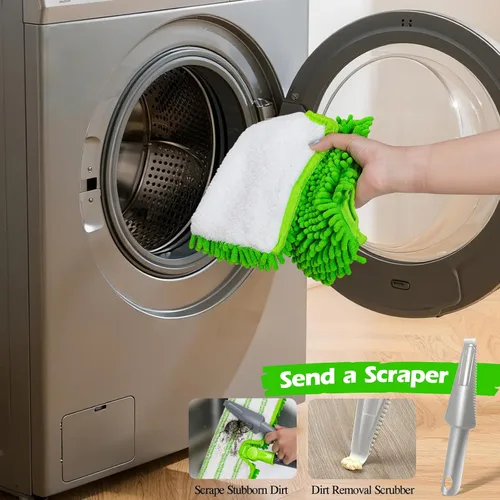Miniatura 8 de MASTERTOP Trapeadores de microfibra para limpieza de suelos, trapeador de polvo de doble cara con 4 almohadillas de trapeador reutilizables y Verde