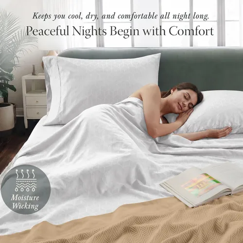 Miniatura 4 de Threadmill Sábanas de algodón egipcio para cama de tamaño King Juego de sábanas de 100% algodón egipcio certificado Sábanas de ajuste cómodo