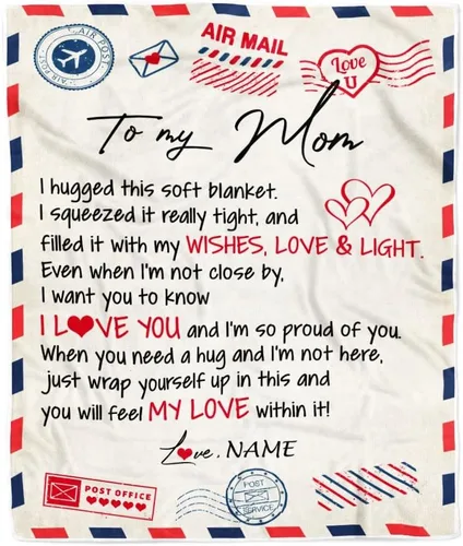 Miniatura 30 de Manta de vellón personalizada con texto en inglés «To My Mom», diseño de girasol de hija e hijo, carta de amor con texto en inglés «You are the