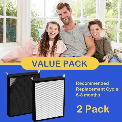 Miniatura 3 de Paquete de 2 filtros True HEPA/carbono de repuesto compatibles con NUWAVE OxyPure purificador de aire inteligente para áreas grandes modelos 47001