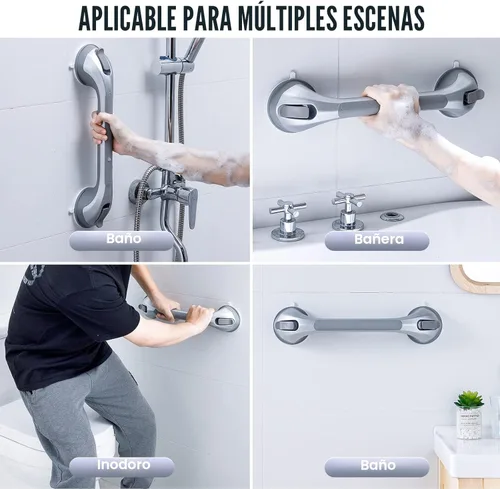 Miniatura 7 de TAILI - Barras de sujeción para la ducha con ventosa, paquete de 2 unidades, de 16 pulgadas, resistente y removible, sin taladro, impermeable