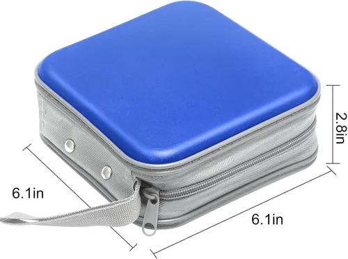 Miniatura 6 de Siveit Funda para CD, capacidad para 40 unidades, para CD/DVD, cartera, de plástico duro, para discos de DVD, carpeta de almacenamiento para Azul