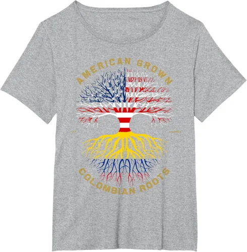 Miniatura 90 de Camiseta de regalo con la bandera de Estados Unidos con árbol de raíces colombianas