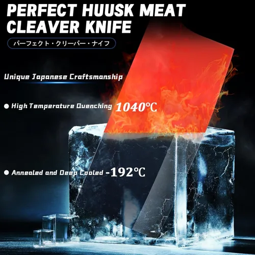 Miniatura 2 de Huusk Cuchillo de carnicero para cortar carne, cuchillo profesional de cortar carne de 7.5 pulgadas, cuchillos de chef de espiga completa