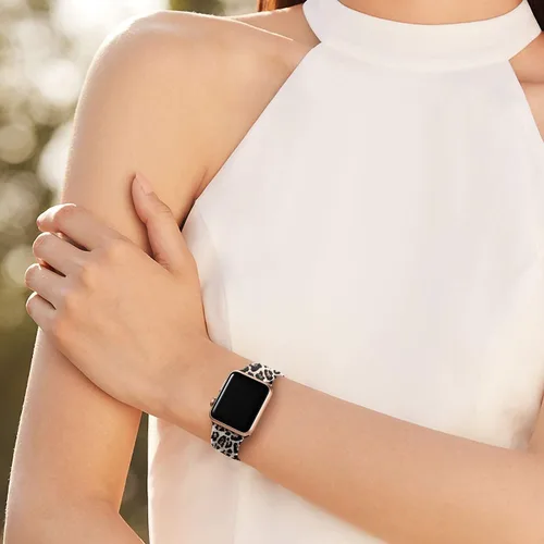 Miniatura 8 de Lerobo - Correas de silicona, estampado floral, patrón que no se desvanece, repuesto de reloj para hombre y mujer, compatibles con reloj Apple Watch