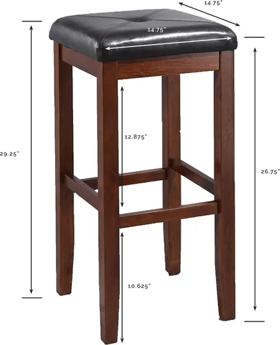 Miniatura 3 de Crosley Furniture Juego de 2 taburetes de bar tapizados cuadrados con altura de mostrador, color negro, 24 pulgadas