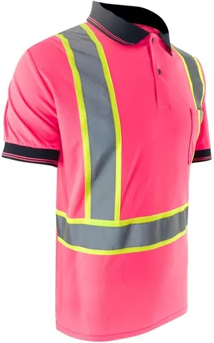 Miniatura 2 de SMASYS Polo de seguridad - Construcción reflectante Hi-viz ropa de trabajo camisetas con bolsillos para mujeres y hombres Rosado