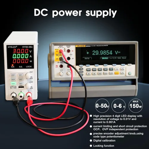Miniatura 3 de Fuente de alimentación CC variable, fuente de alimentación de banco regulada de conmutación 0-50V 0-6A máx150W con memoria, pantalla LED de 4