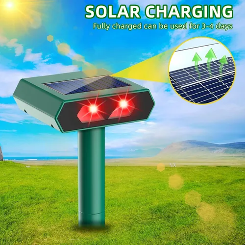 Miniatura 3 de Repelente solar nocturno de animales 2025, repelente de ciervos al aire libre con luz LED roja, paquete de 4 unidades impermeables para gato