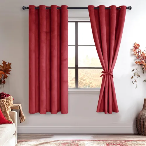 Miniatura 147 de JIUZHEN - Cortinas de terciopelo gris de 63 pulgadas opacas para sala de estar - Cortinas gruesas de terciopelo con ojales para ventana