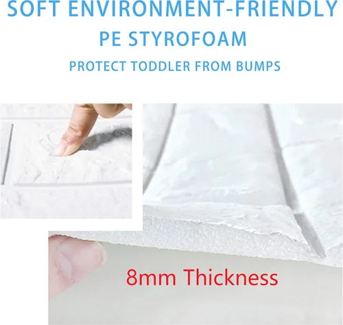 Miniatura 5 de UNICOO - Paneles de pared 3D autoadhesivos con efecto ladrillos reales para habitación de niños, baño, sala de estar, paredes de TV, fondo de sofá