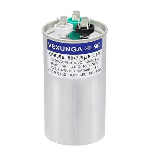 Miniatura 27 de VEXUNGA - 25/5 uF 25+5 MFD 370V o 440V Condensadores redondos de arranque dual 25 5 uF 370 440 Volt VAC CBB65 Condensadores para acondicionador