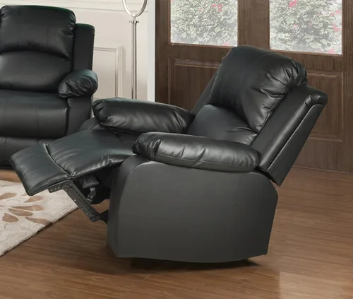 Miniatura 5 de Beverly Fine Funiture - Mesa desplegable de cuero regenerado, 5, 1 negro, juego reclinable de 3 piezas, sofá, sofá biplaza y silla
