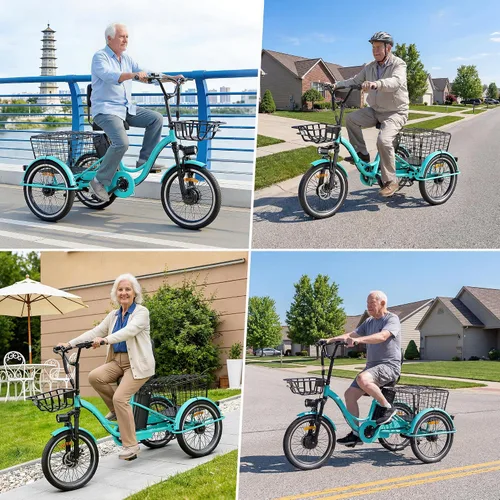 Miniatura 9 de Triciclo eléctrico para adultos, triciclo eléctrico de pico de 1200 W, triciclo plegable con batería extraíble de 468/720/960 Wh, bicicletas 83