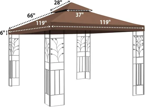 Miniatura 2 de Benefitusa Canopy Only - Toldo de repuesto de 10 x 10 pies, cubierta de pabellón para patio, doble nivel, color marrón