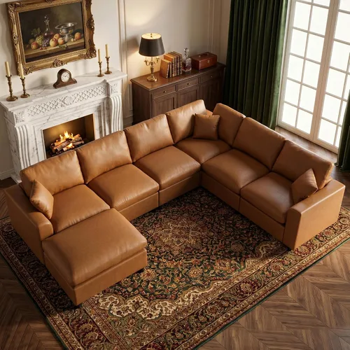 Miniatura 15 de Sofás modulares de nube seccionales para sala de estar, sofá modular grande con otomana, sofá de 3 plazas en forma de L con almohada, color beige