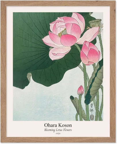 Poster Master Vintage Ohara Koson Poster - Retro Blooming Lotus Flowers Print - Japanese Art - Flower Illustration - Aesthetic Design - Floral