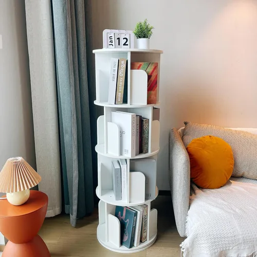 Miniatura 8 de Estantería de madera giratoria Heehee 360 Display, estante de pie con almacenamiento para niños y adultos, organizador multifuncional (blanco