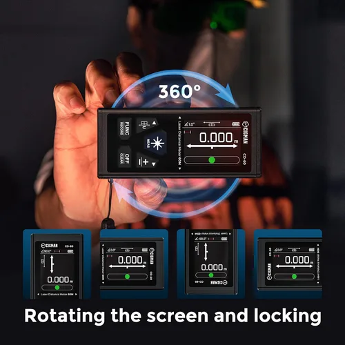 Miniatura 6 de CIGMAN Medidor de Distancia Láser Dual 393ft/120M Herramienta de Medición Láser Bilateral Medidor Láser Recargable con Múltiples Unidades M/in/Ft