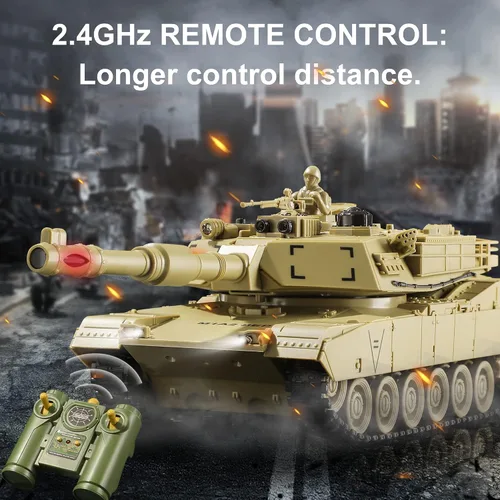 Miniatura 3 de Tanque de Juguete Militar RC, Tanque del Ejército M1A2 Abrams de EE.UU. con Control Remoto con Batalla IR, Vehículos Militares RC de 2.4Ghz