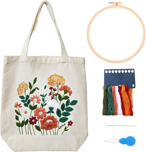 Kit de bordado MAMUNU de lona con patrón para principiantes, kits de arte y manualidades DIY para adultos, incluye bolsa de bordado con