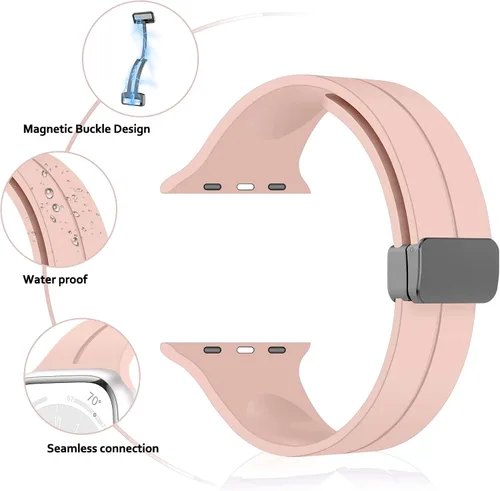 Miniatura 2 de Correa magnética para Apple Watch Ultra/2 de 1.929 in, 1.772 in, 1.732 in, 1.811 in, 1.654 in, 1.614 in, 1.575 in, correa de silicona deportiva